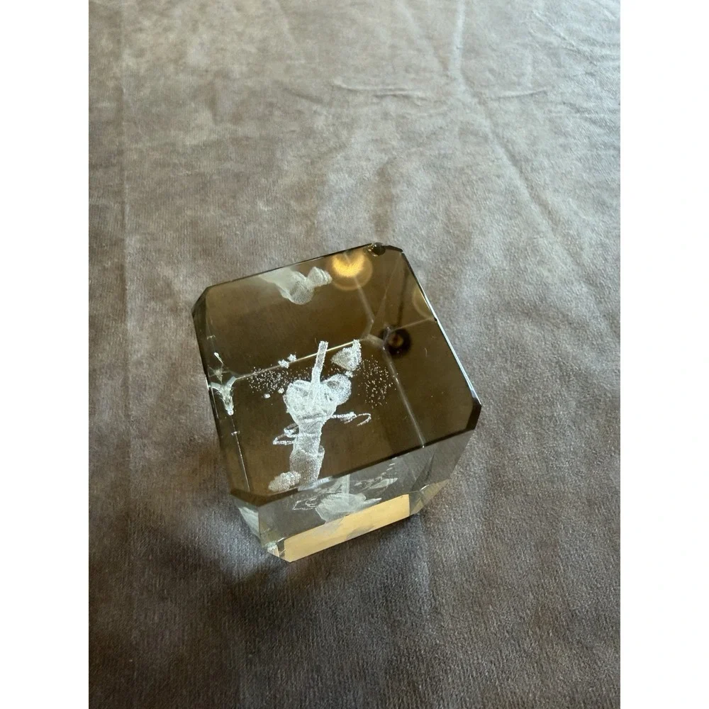 3D Laser Etched Cross & Praying Hands Crystal Glass Paperweight Home Or Office